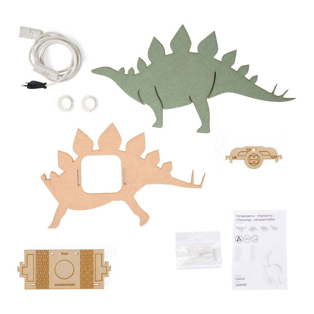 Da Tjalle e Jasper - lampada da parete dinosauro stegosauro - legno