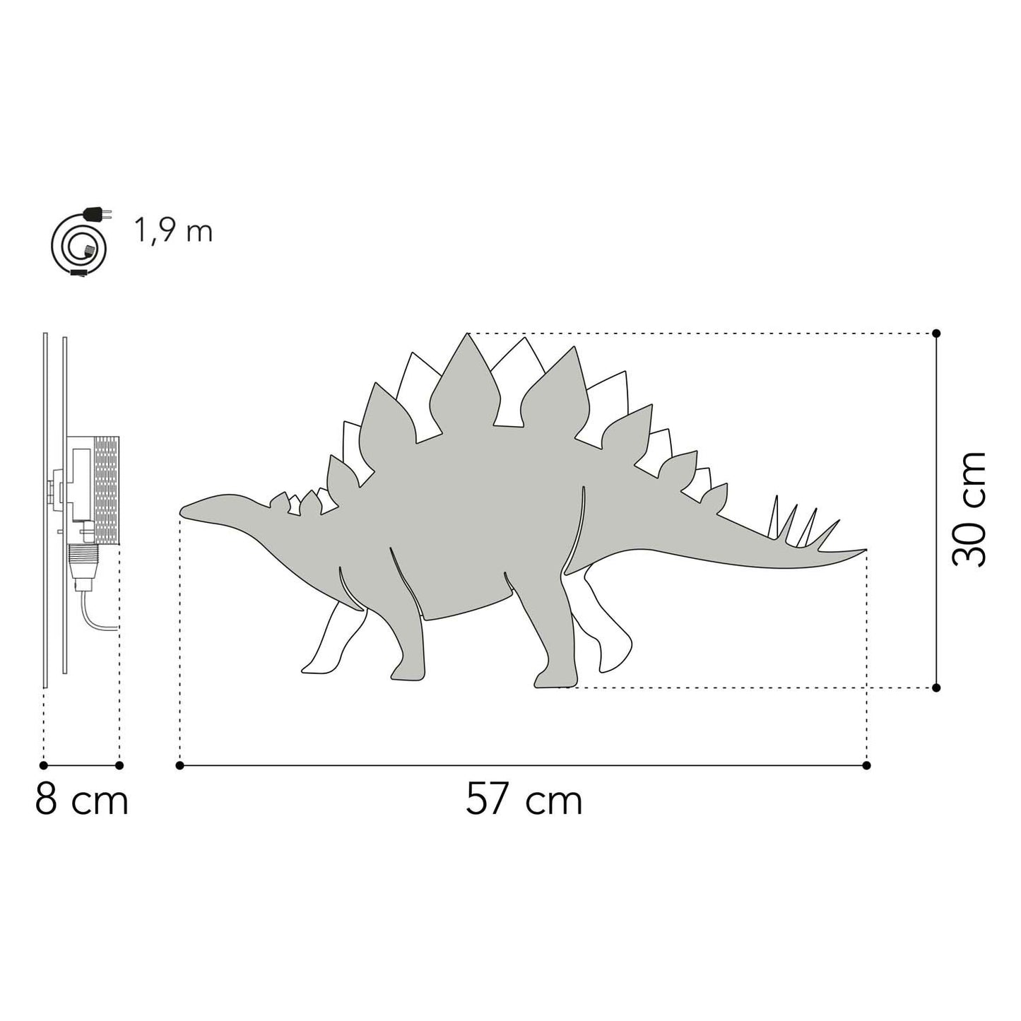 Da Tjalle e Jasper - lampada da parete dinosauro stegosauro - legno
