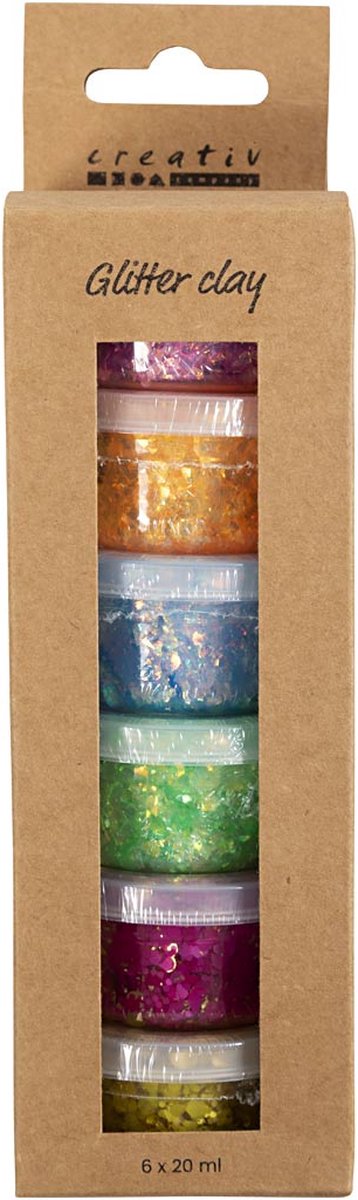 Argilla glitter Creative Company, colori allegri, 6x20 ml 1 scatola