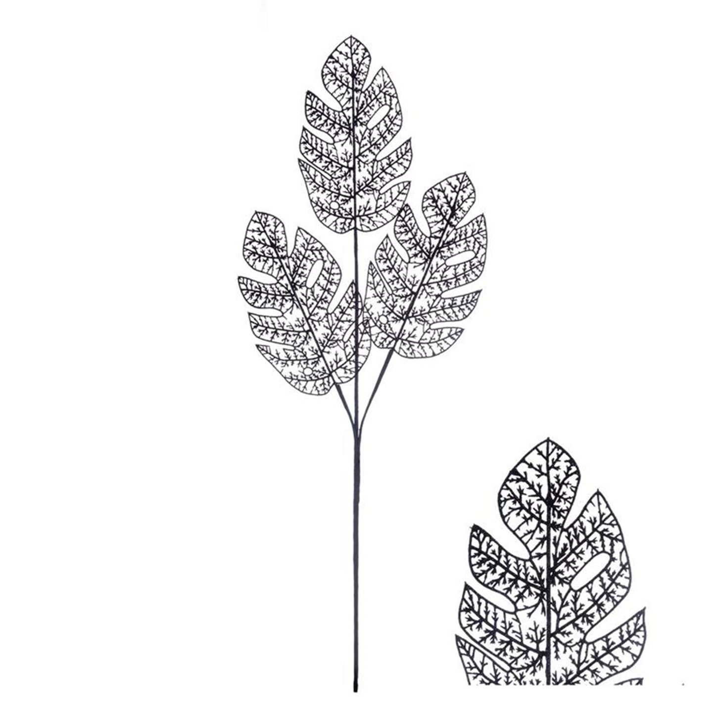 Ramo di monstera House of Nature con foglia glitterata 78 cm nero