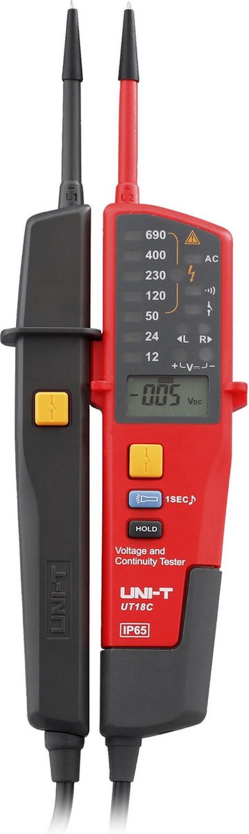 Uni-t ut18c voltage tester en continuity tester ip65 cat iv 600v