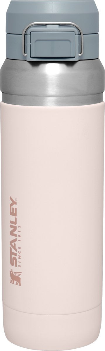 Botella de agua Stanley Quick Flip de acero inoxidable de 1,06 l - mantiene el frío durante 18 horas - botella a prueba de fugas - termo - sin BPA - apta para portavasos de coche - apta para lavavajillas - cuarzo rosa