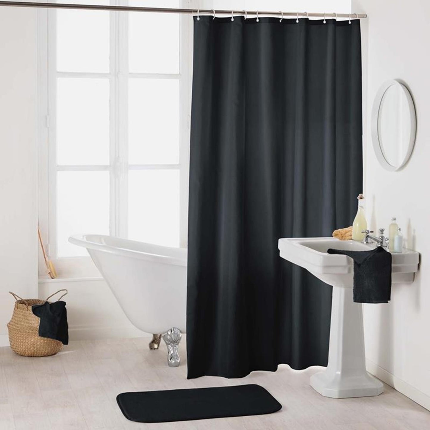 Tenda da doccia Wicotex uni 180x200 cm nera