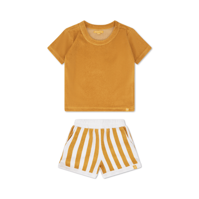Flow | geel wit jongens set strand – terry