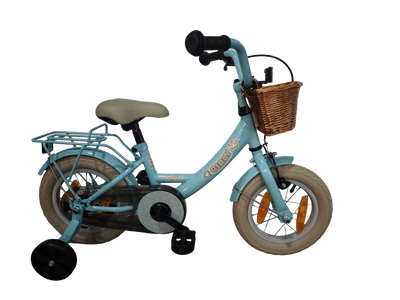 Bicicletta per bambini Bikefun da ragazza 12 pollici - con cestino, ruote da allenamento e mozzo del freno - blu