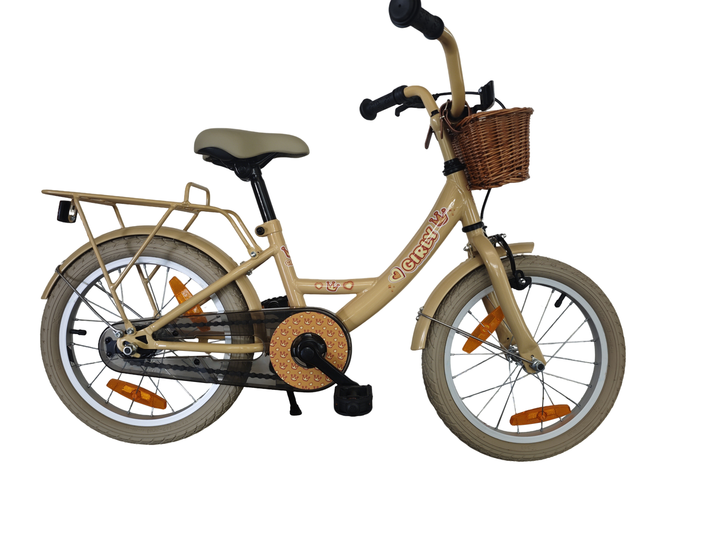 Bicicletta per bambini Bikefun da ragazza 16 pollici - con cestino e mozzo del freno - oro