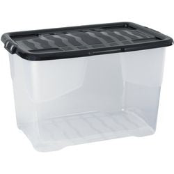 Caja de almacenamiento curva xw203-clr blk-ex 65l transparente, negro