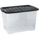 Caja de almacenamiento curva xw203-clr blk-ex 65l transparente, negro