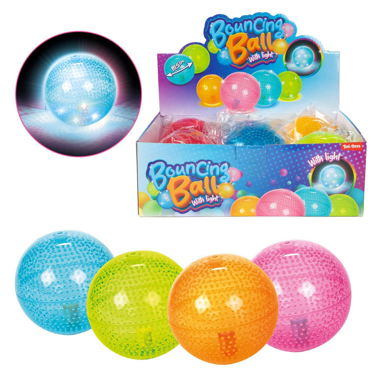 Toi-toys fun stuiterbal neon met licht 10cm 4 assorti