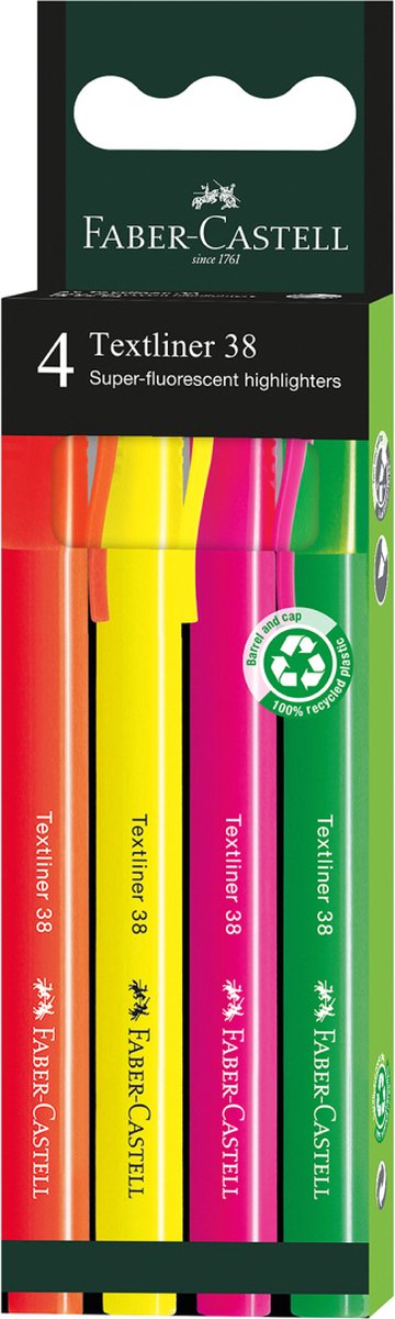 Faber-castell pennarello testo 38 - custodia 4 pezzi - fc-157774