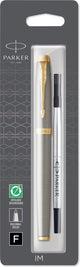 Parker im penna roller | metallo spazzolato con finitura oro | pennino fine | inchiostro nero