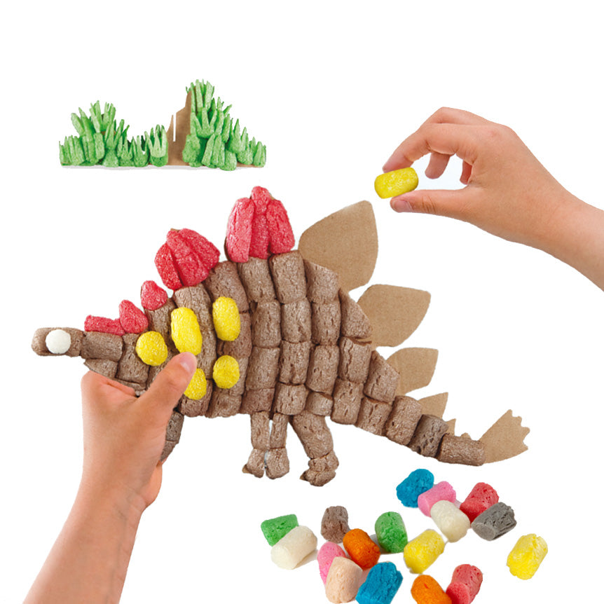 Playmais dino kaarten versieren, 4st.
