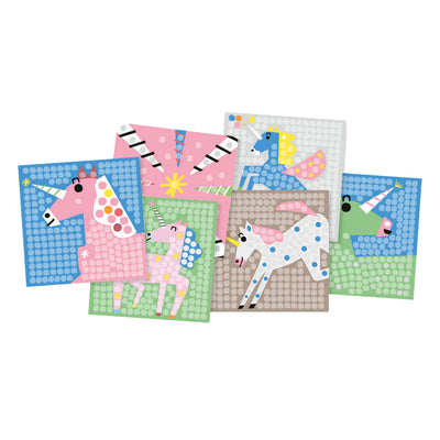Tarjetas mosaico playmais decoran unicornio