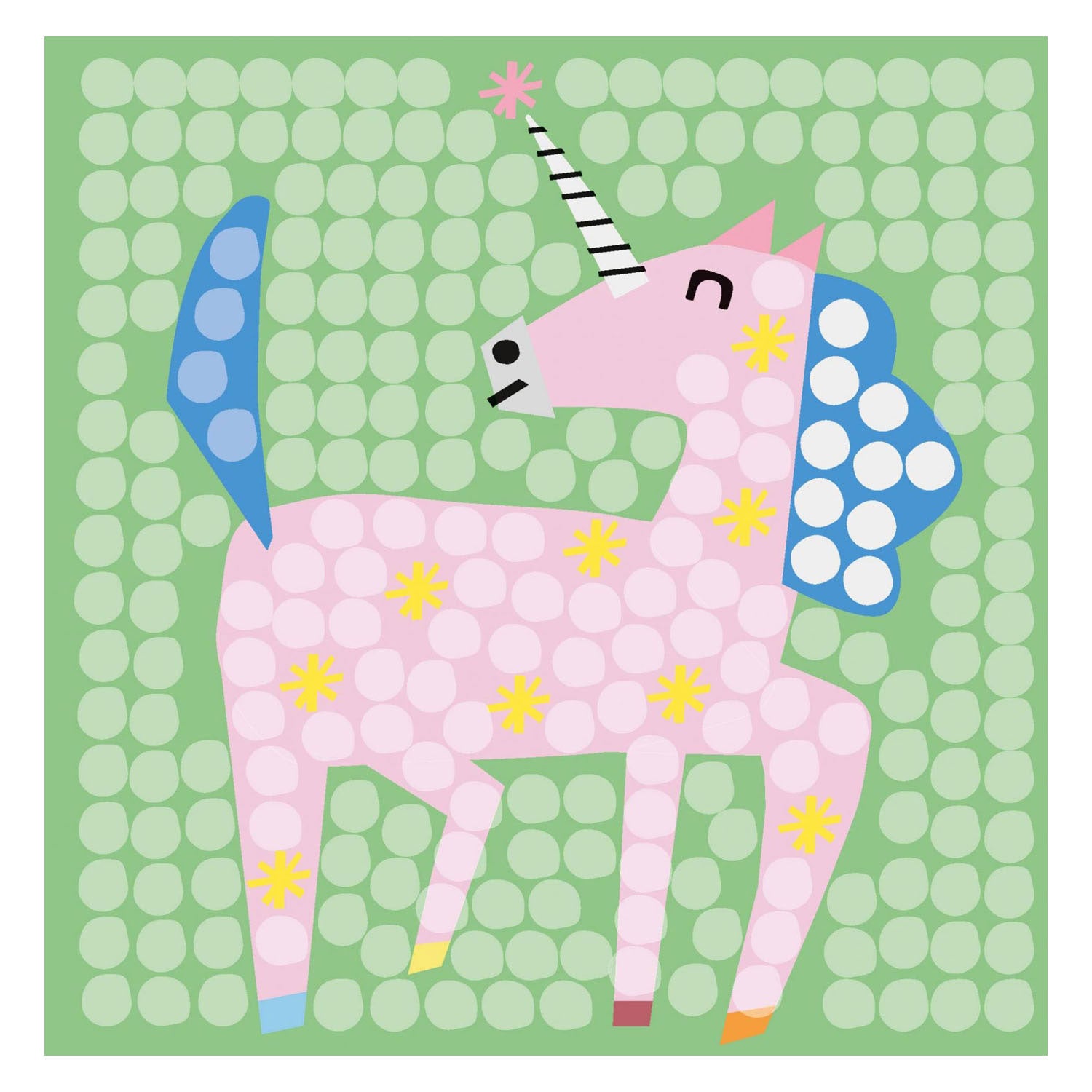 Le carte mosaico Playmais decorano l'unicorno