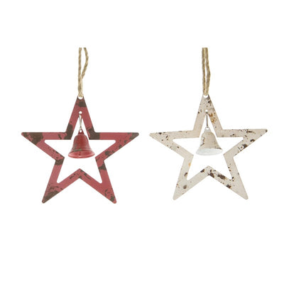 Natural collections pendant star with bell metal 21x5x21cm