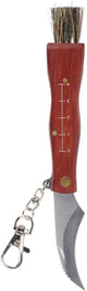 Alpina champignonborstel met mes - paddenstoelenborstel - opvouwbaar - rvs - 16,5 cm - rood