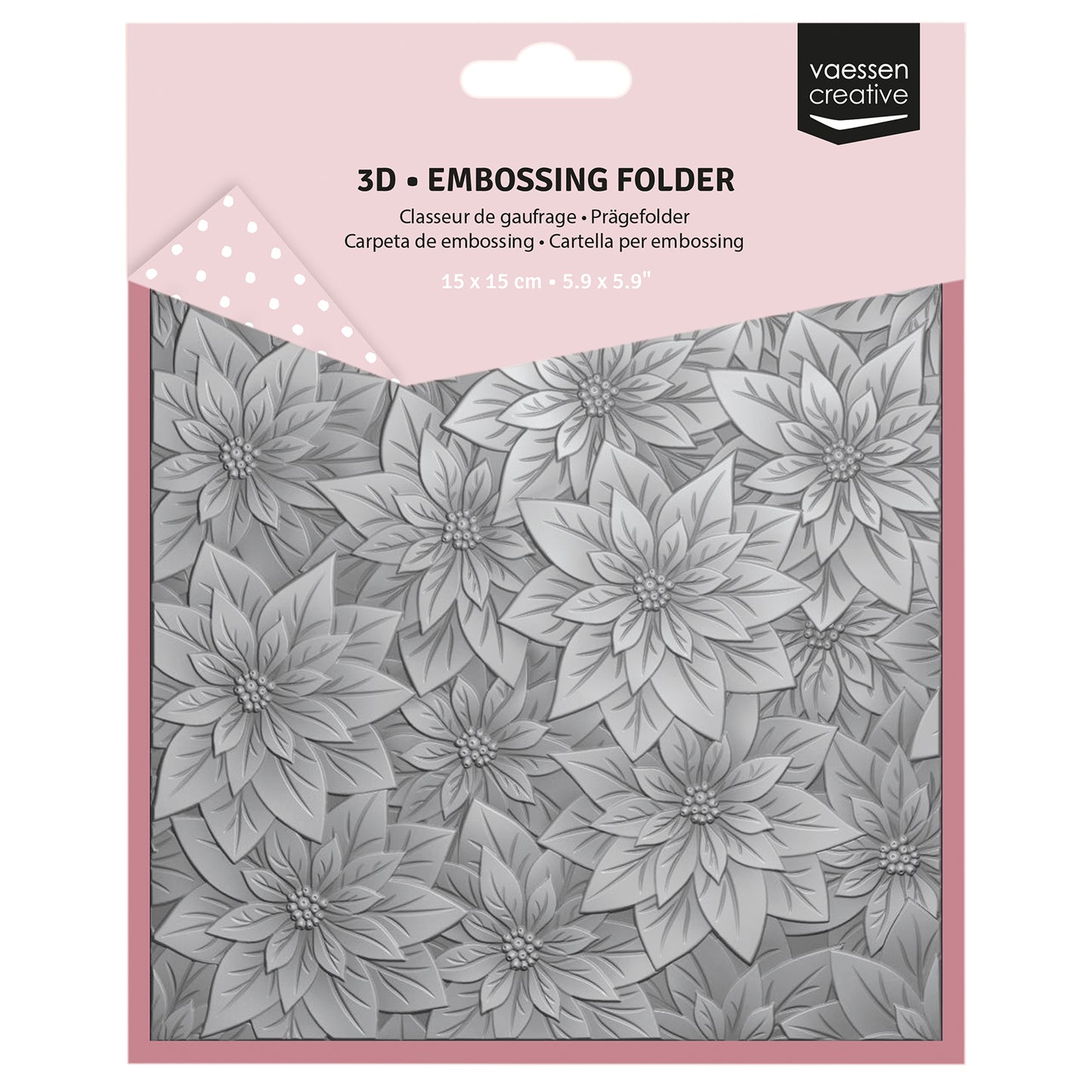 Vaessen creative • Cartella per goffratura 3D Rosa di Natale 15x15 cm