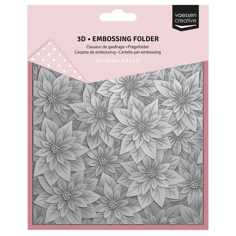Vaessen creative • Cartella per goffratura 3D Rosa di Natale 15x15 cm