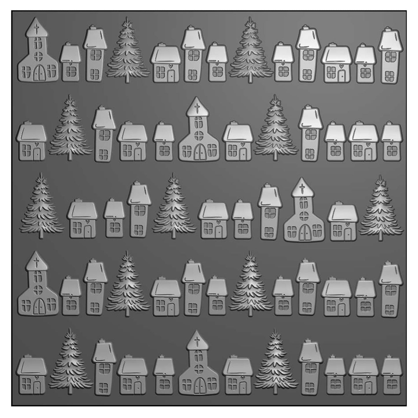 Vaessen creative • Cartella per goffratura 3D Villaggio di Natale 15x15 cm