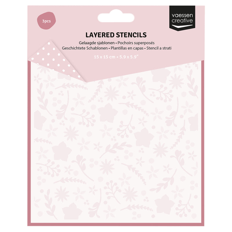 Vaessen creative • modelli a strati fiori stelle 15x15 cm 3 pz.