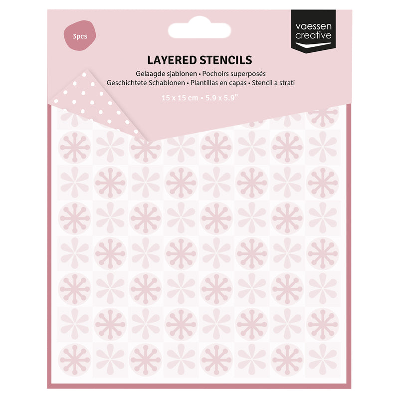 Vaessen creative • modelli a strati motivo a quadretti 15x15 cm 3 pz.