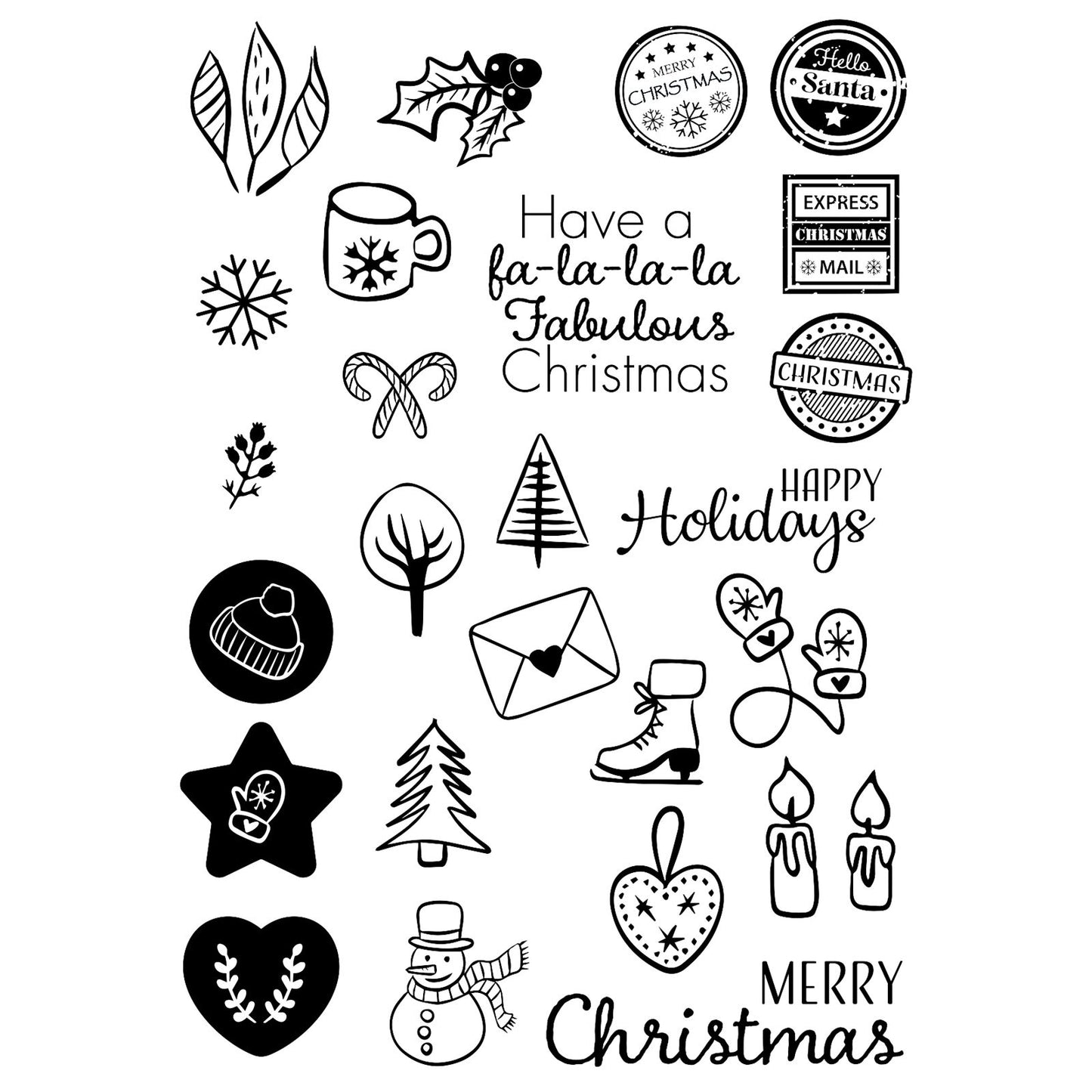 Vaessen creative • timbri trasparenti Falala Christmas 25 pz.