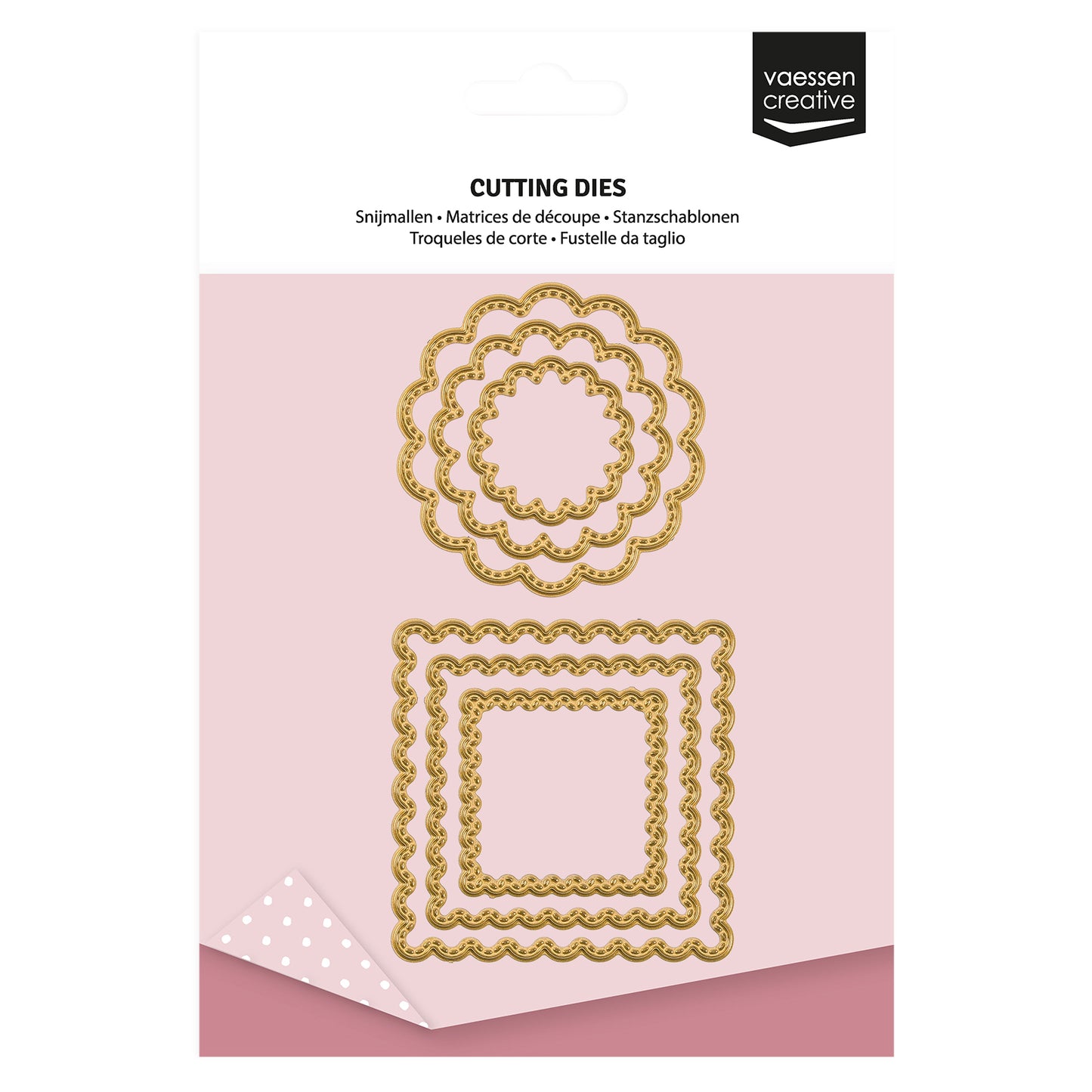 Vaessen creative • mini fustelle per taglio e goffratura cerchi smerlati quadrati 6 pz.