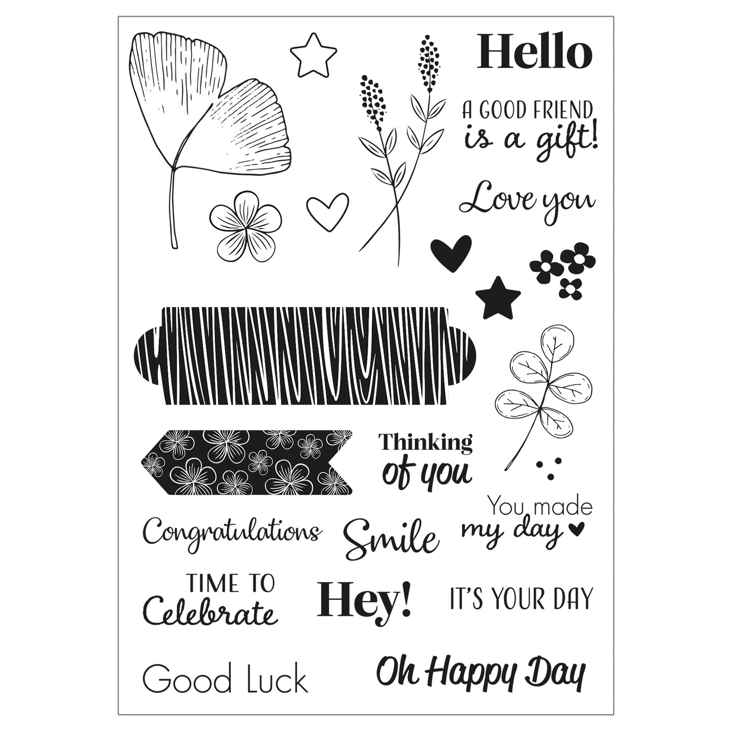 Vaessen creative • timbri trasparenti sentiments 24 pz.