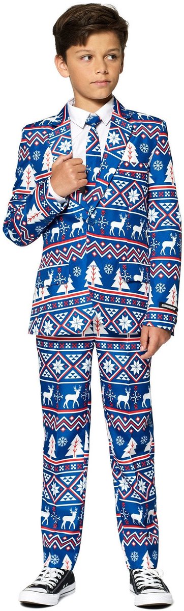 Suitmeister natale blu nordico - completo natalizio per bambini - completo natalizio - blu - 8-10 anni - taglia m
