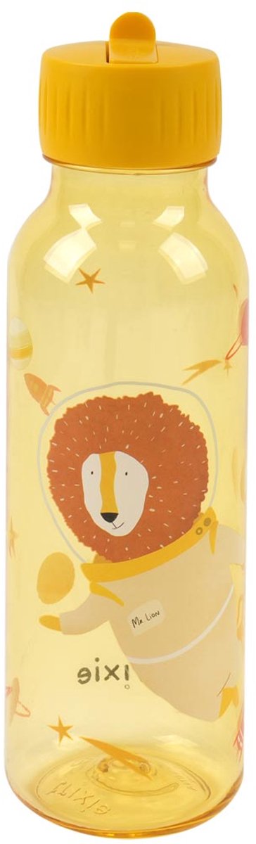 Trixie | botella para beber con estampado – astronauta mr. león - botella de agua tritan™ para niños - 500 ml - botella a prueba de fugas - amarillo