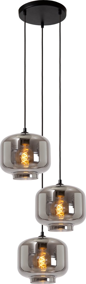 Lucide medine - lampada a sospensione - ø 46 cm - 3xe27 - fumé