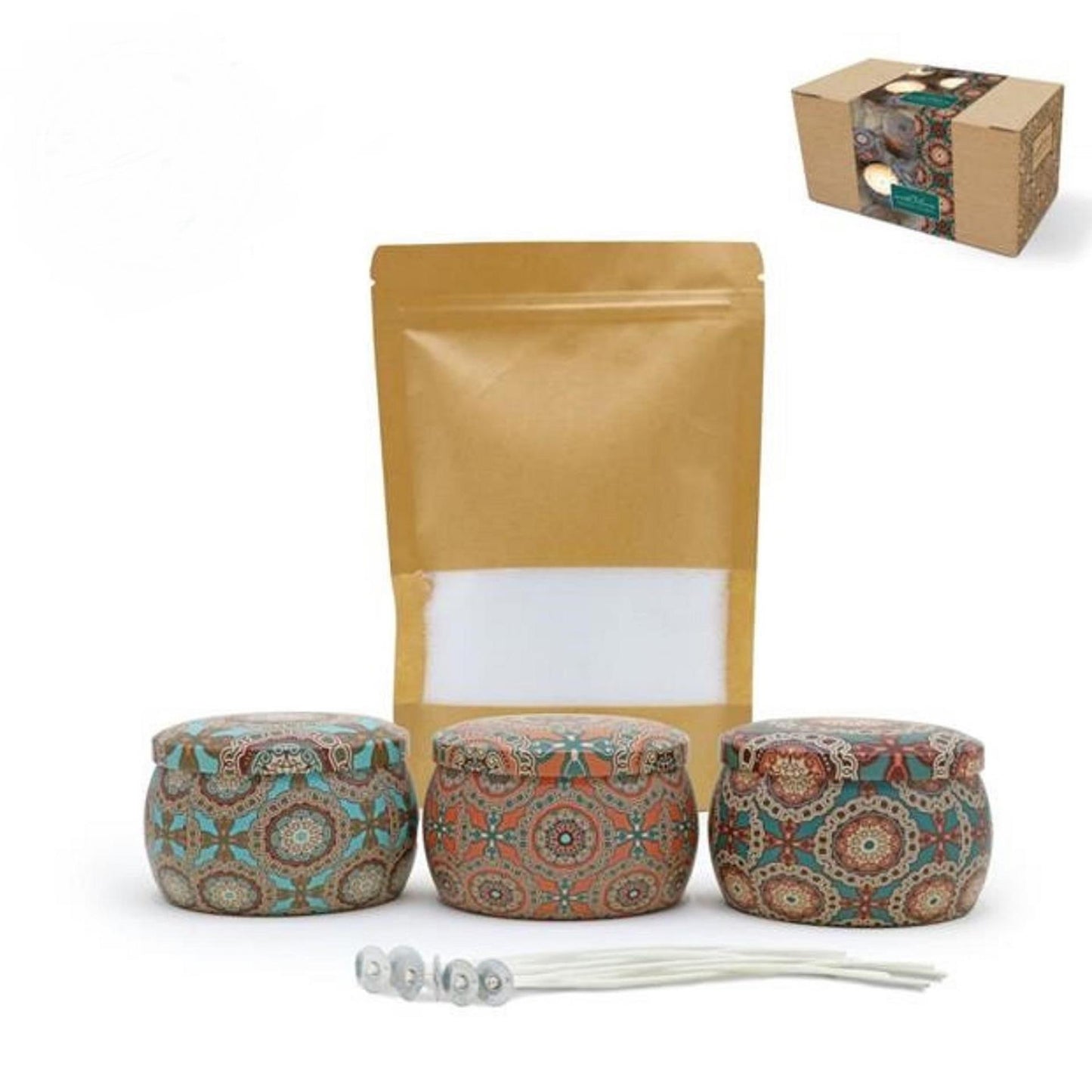 Idee regalo 4 stagioni con amore set perle verdi e candela