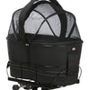 Cestino per biciclette Trixie sul retro nero con cuscino e cappuccio