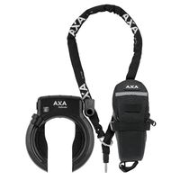 Axa Ringslot Defender con cadena de inserción RLC140 y bolso de silla de montar Negro