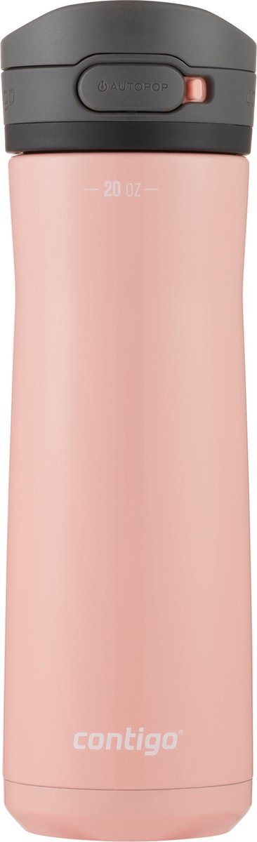 Contigo jackson chill drinks bottle, large bpa-free stainless steel water bottle, 100% leakproof, keeps drinks cool for up to 24 hours; insulated bottle for sports, cycling, jogging, hiking, 590 ml | pink lemonade