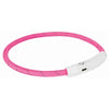 Trixie collar dog flash luz collar usb tpu nylon rosa