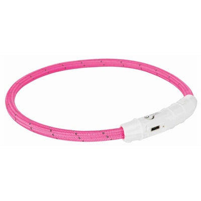 Trixie collar dog flash luz collar usb tpu nylon rosa