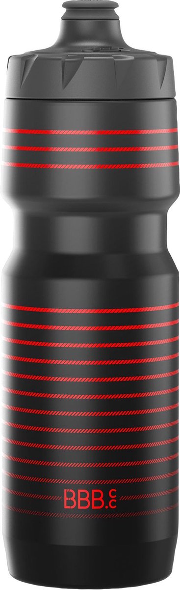 Bbb serbatoio per auto da bicicletta xl borraccia per bici da corsa - capacità 750 ml - borraccia per bicicletta con valvola a chiusura automatica - nero a strisce rosse - bwb-15