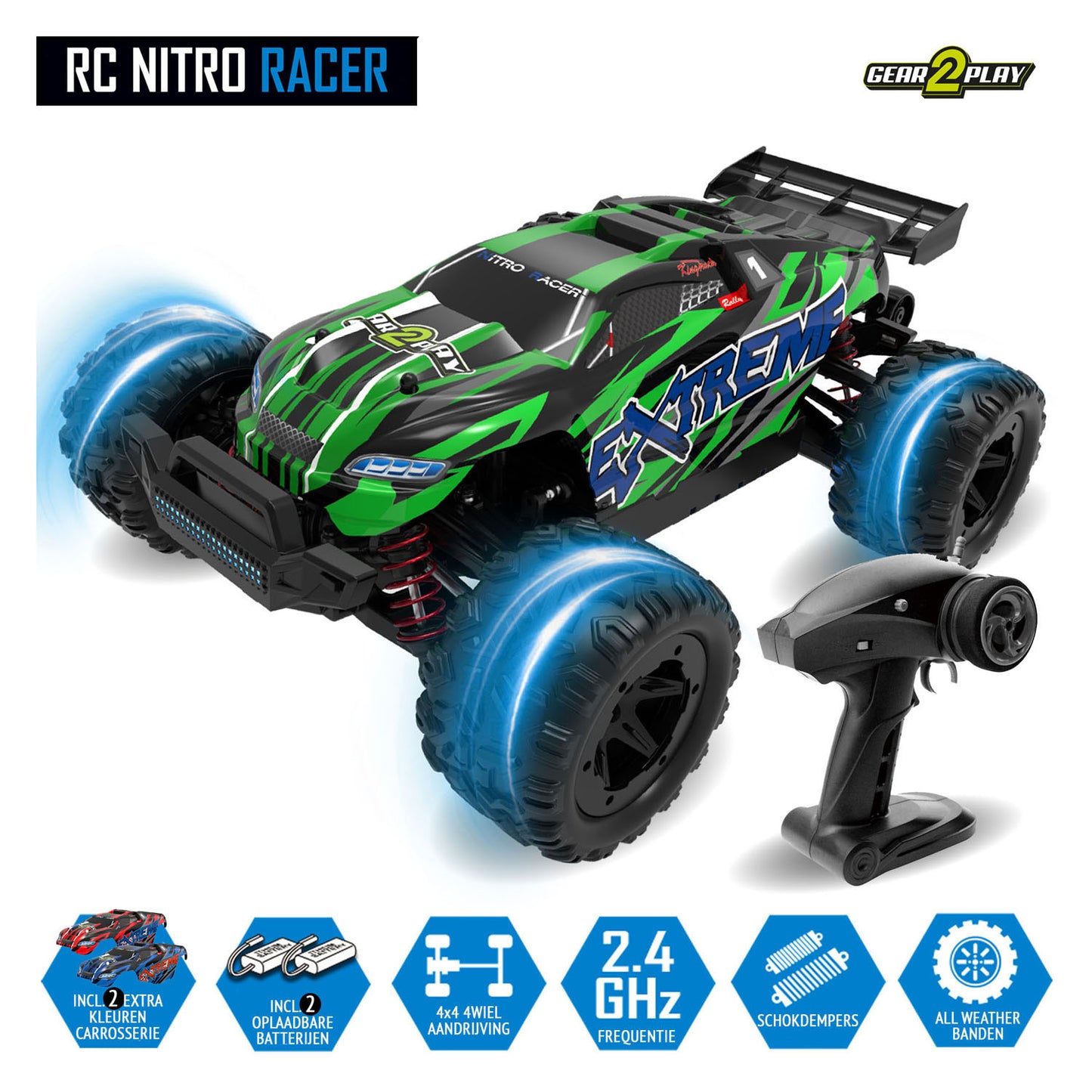 Gear2play RC Nitro Racer Auto guidabile superveloce - 1:18