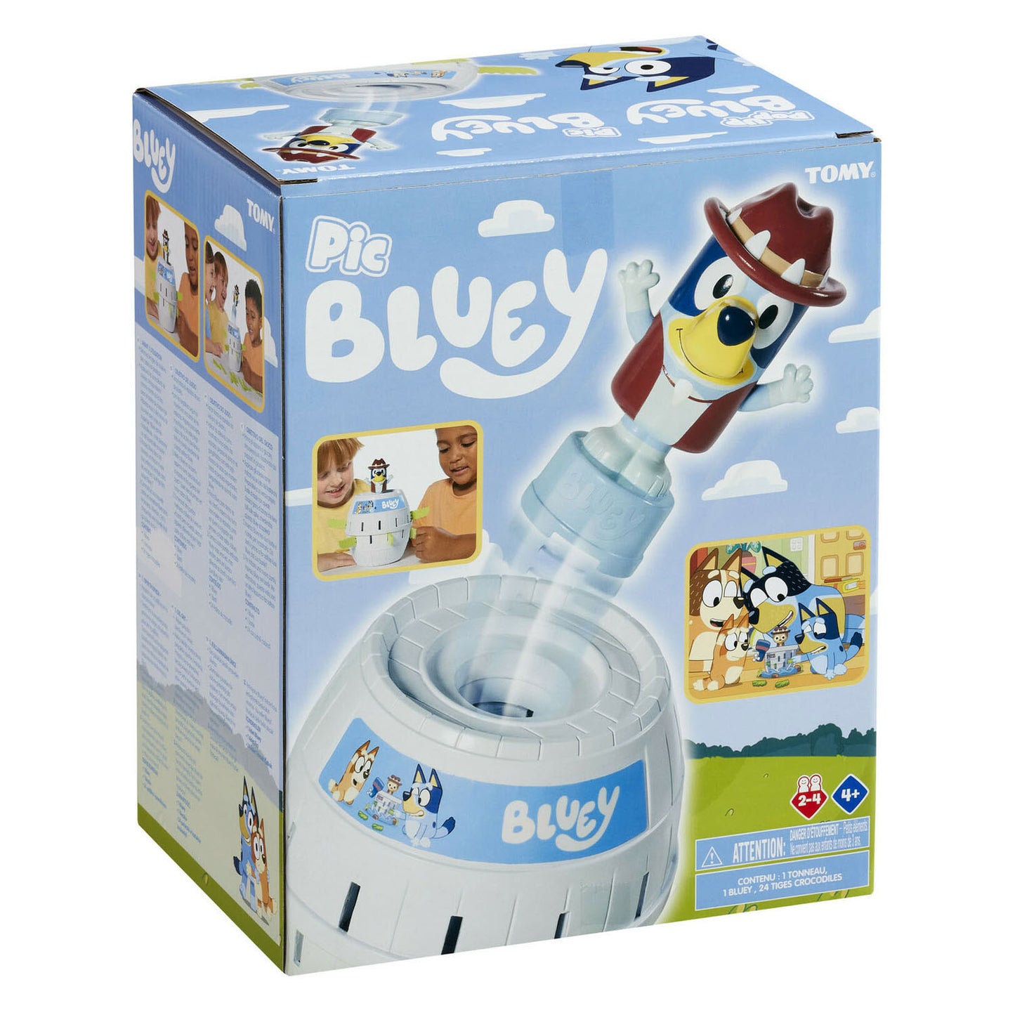 Tomy pop up bluey in de ton kinderspel