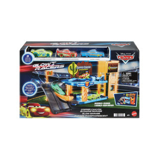 Disney Cars Garage Glow Racer con 3 autos