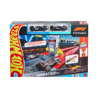 Hot Wheels Racing Formula 1 starting place track set and 2 metal F1 cars
