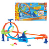 Tracce acrobatiche Mattel Hot Wheels, set di piste cicloniche a lancio rapido e macchinina in metallo
