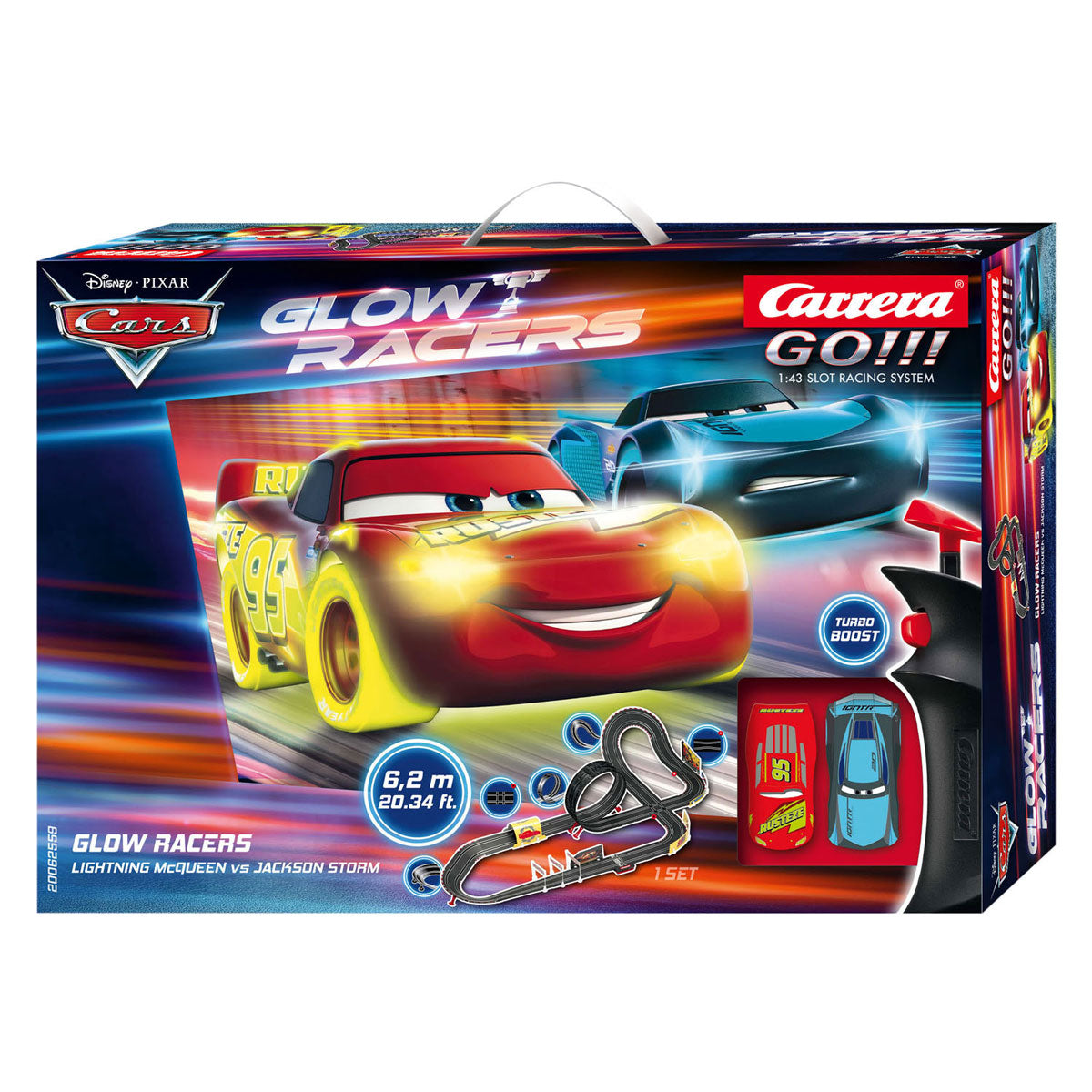 Carrera Go !!! RaceBaan - Disney Cars Glow Racers