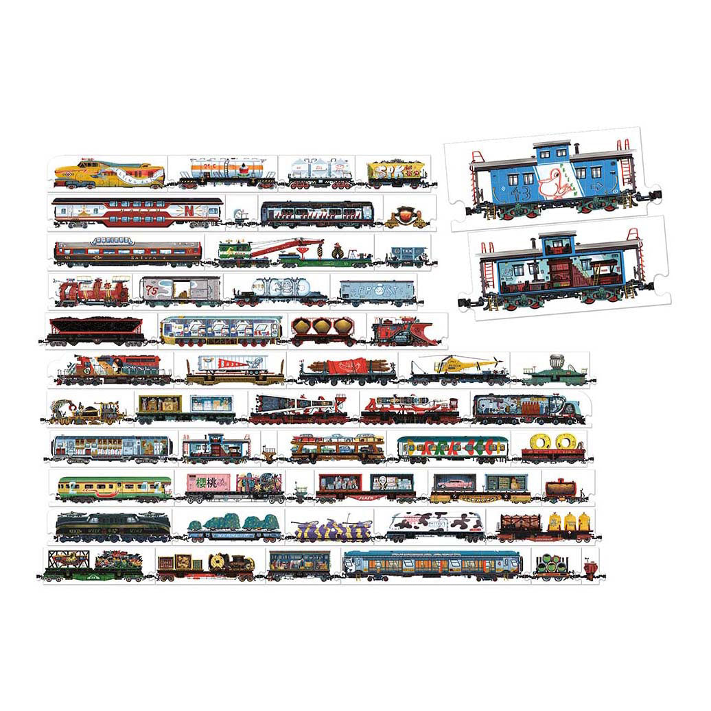 Banana panda puzzel trein speelgoed - mix and match treinen 54 stukjes.
