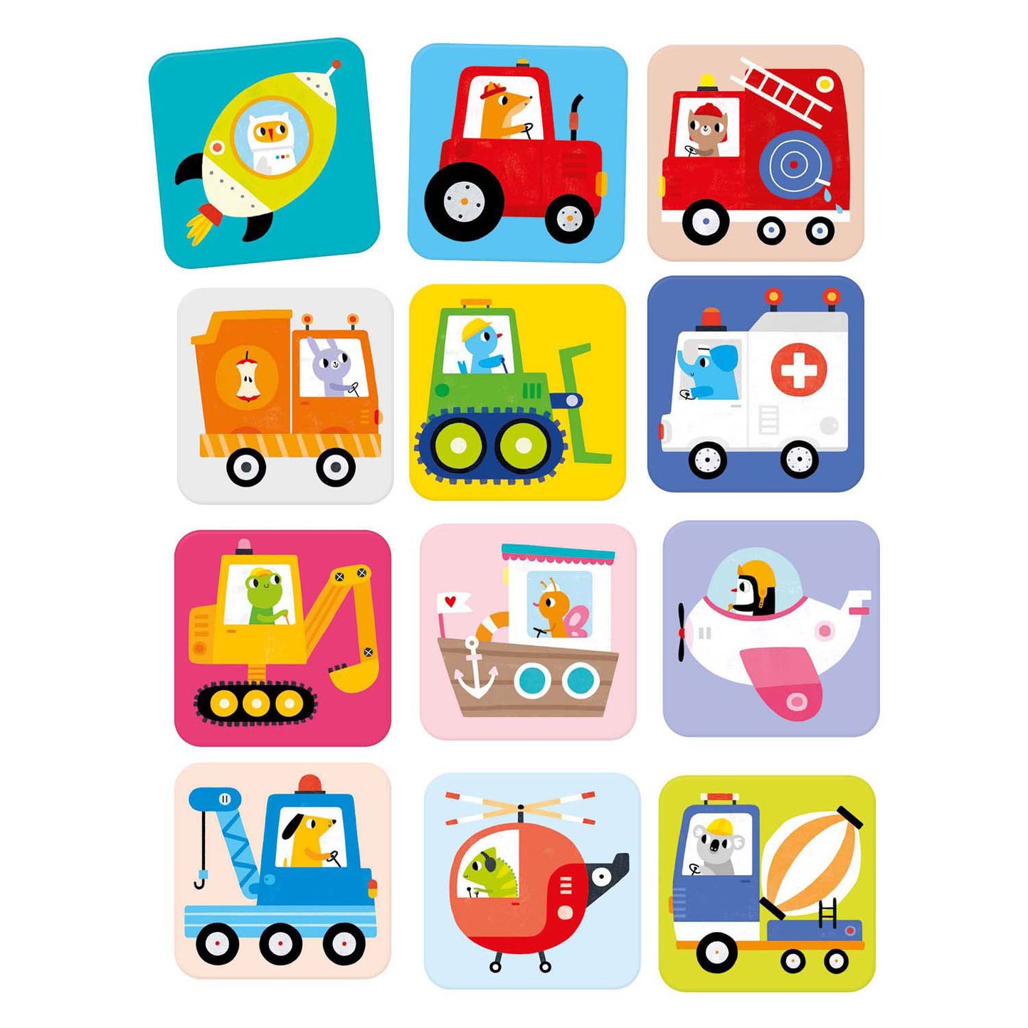 Banana panda - grote memory spel voertuigen - 24st.