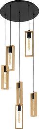 Lampada a sospensione Eglo littleton - e27 - ø 50 cm - legno - marrone nero - legno fsc