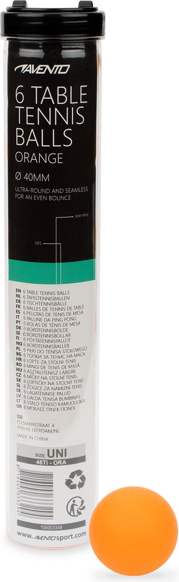 Palline da ping pong Avento - 6 pezzi - abs - arancione