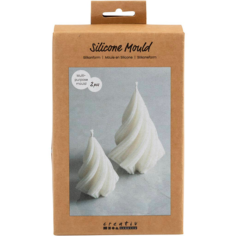 Stampo silicone Creativ company, alberi di Natale, h: 8+11 cm, d 5+7 cm, 2 pezzi 1 scatola