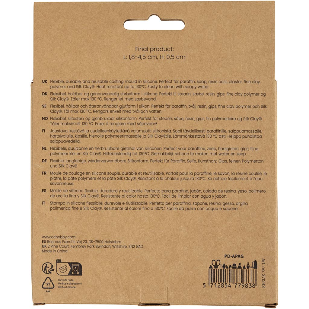 Creativ company formas de silicona, hojas y flores, h: 0,5 cm, l: 1,8-4,5 cm, 4 piezas 1 pieza